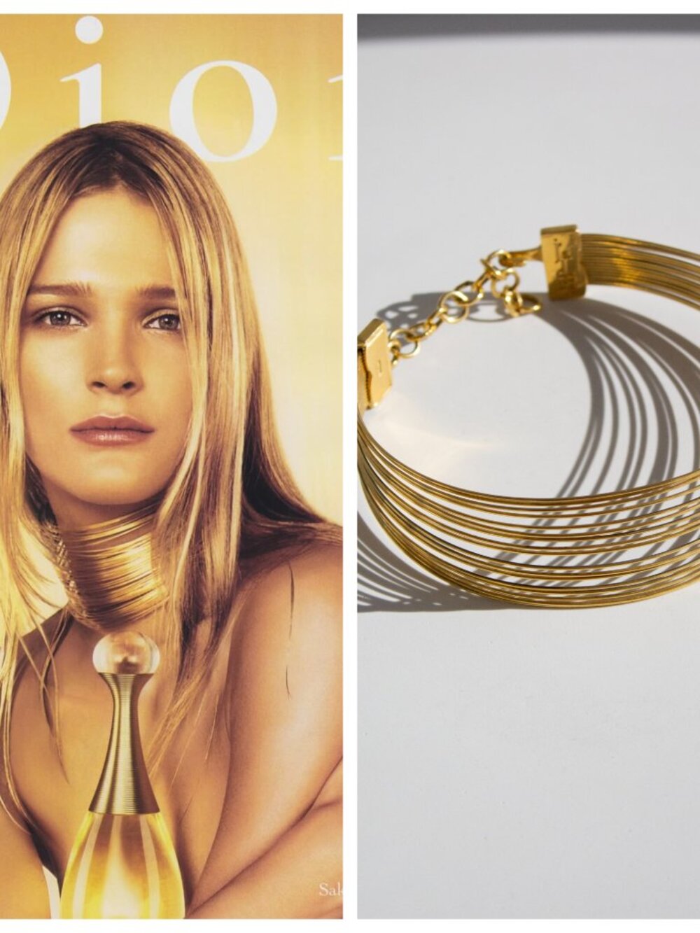 Christian Dior 1999 J’Adore Gold Metal Wire Choker Necklace